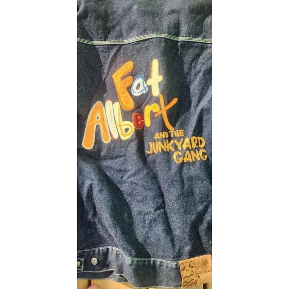 Vintage Platinum FUBU Fat Albert And The Junkyard Gang Spellout Denim Jacket 2XL - Picture 5 of 6